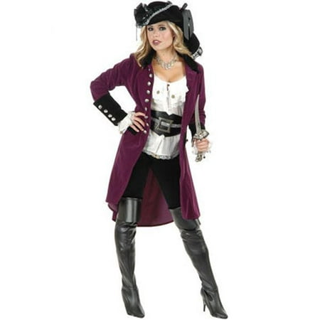 Women's Small 5-7 Plumberry And Black Pirate Vixen Costume Long Jacket Coat