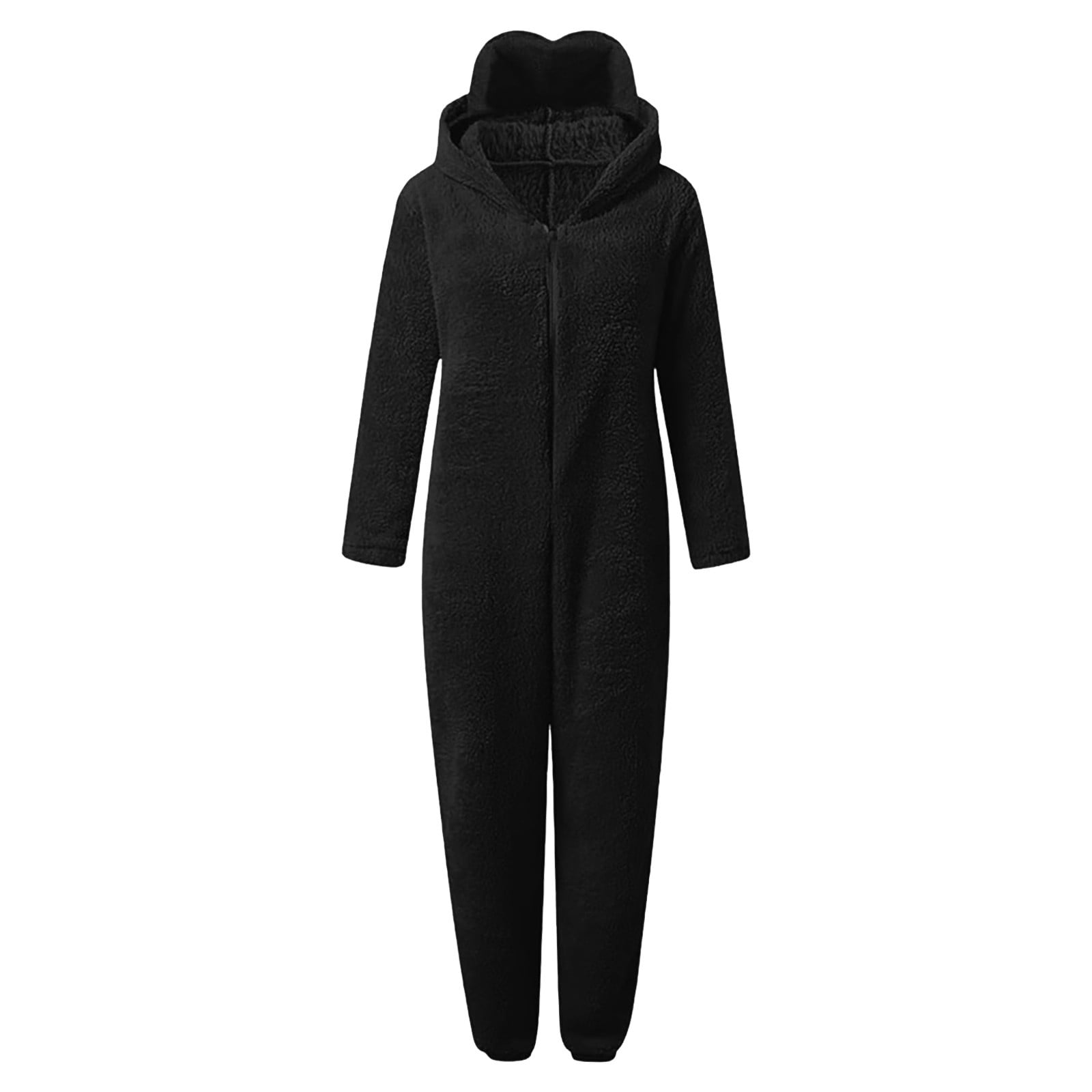 YunPes Kids Fleece Onesie for Girls Long Sleeve Zip-Front Plush Animal Jumpsuit Fuzzy Furry Sherpa Suits Cute Bear Hooded Romper