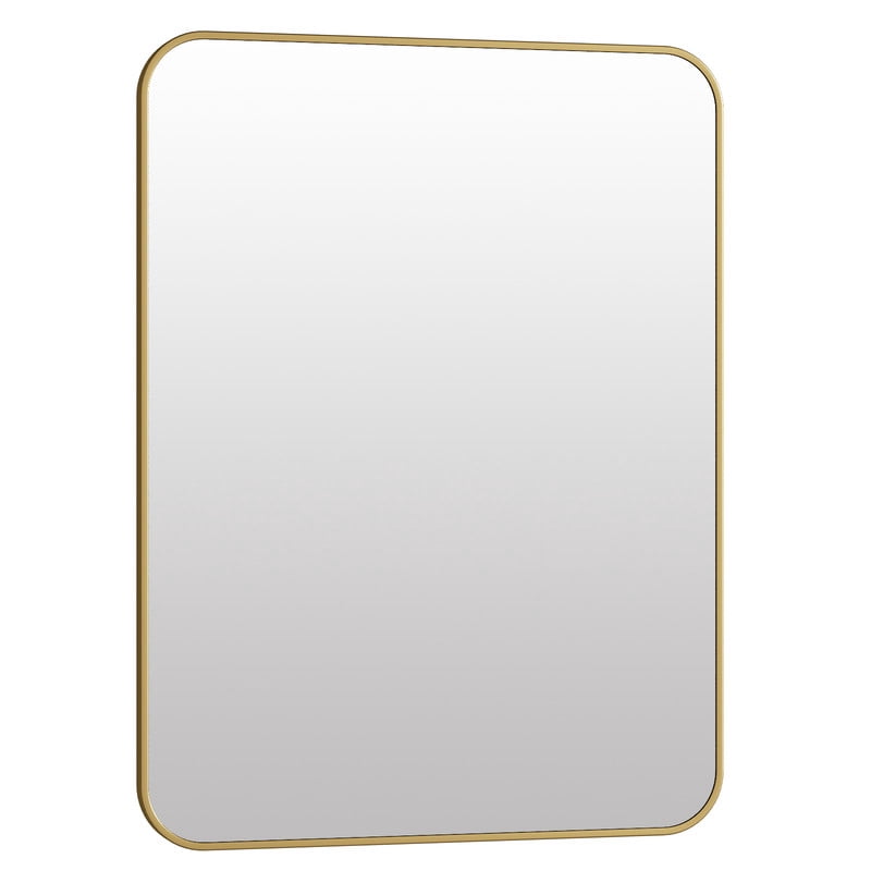 Clarvion 36"x48" Rounded Edge Rectangle Bathroom Mirror Wall Mounted Vanity Mirror,Gold