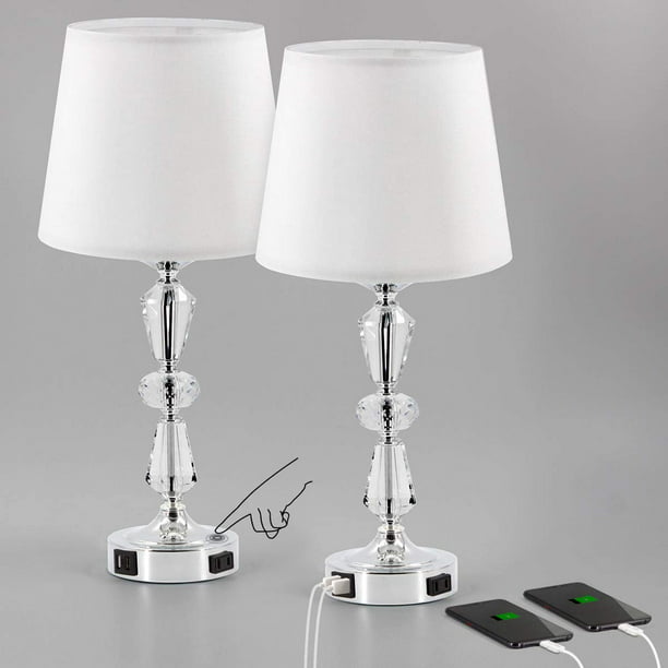 Set Of 2 Crystal Table Lamp 3 Way, Set Of 2 Crystal Table Lamps