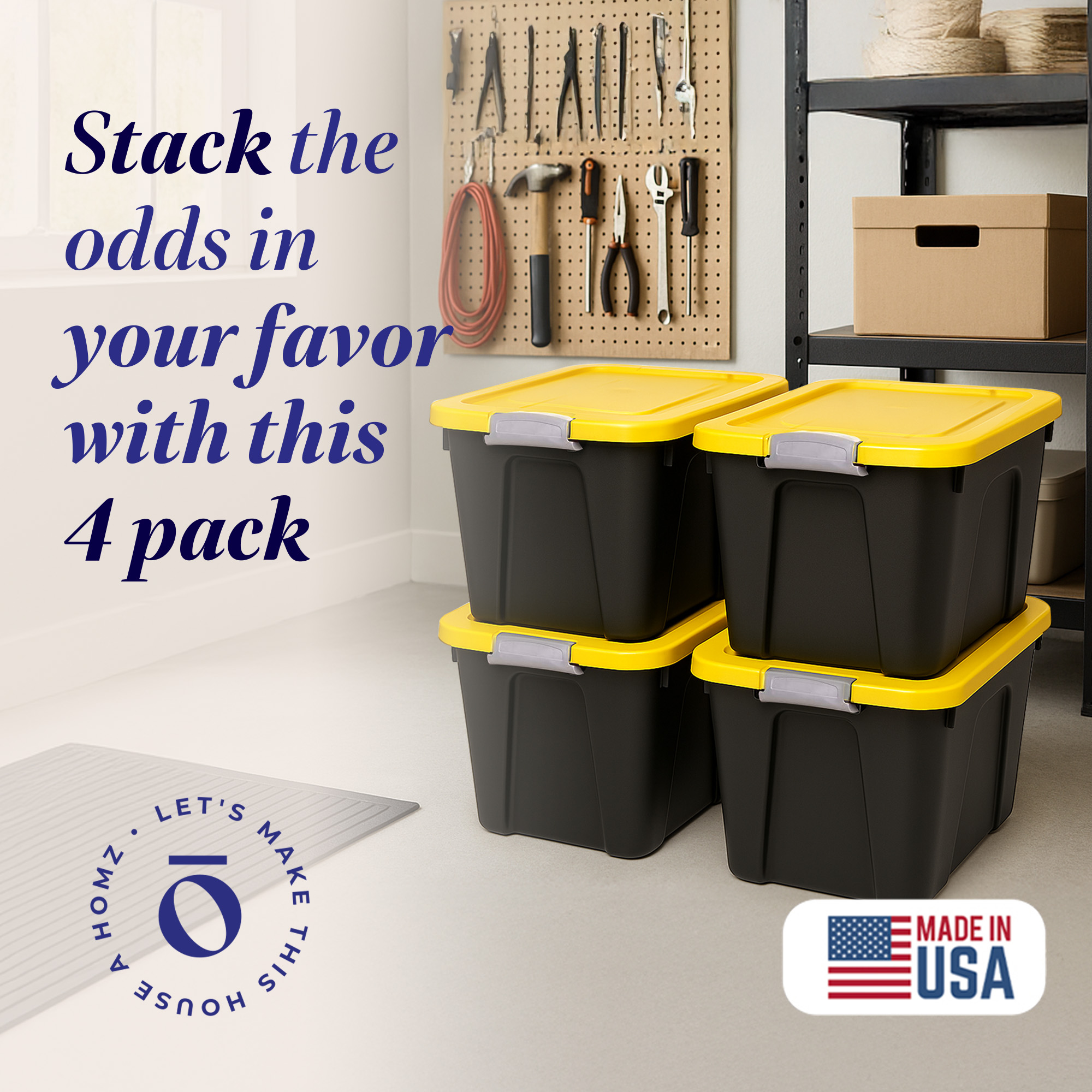 Homz, Storage Container, 22 Gal, Latch Lid Pack of 4 - Walmart.com