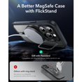 thumbnail image 5 of ESR for iPhone 14 Pro Max Case with Stand, Compatible MagSafe, Full-Body Military-Grade Drop Proof Built-in 9H+ Tempered Glass Screen Protector, Armor Series, Clear Black, 5 of 5