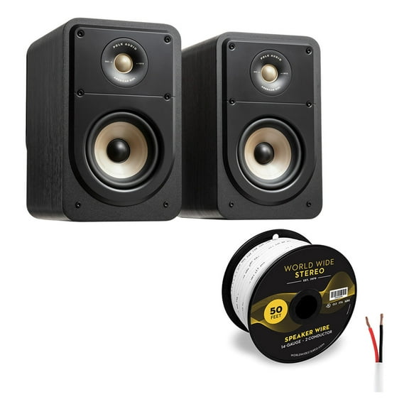 Polk Audio Signature Elite ES15 Bookshelf Speaker Cable Bundle (Black)