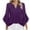 Purple, variant on Summer Fashion 3/4 Sleeve T Shirts for Women Plus Size V Neck Loose Blouse