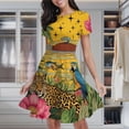 thumbnail image 2 of Jungle Paradise Vibrant Jaguar Parrot Women's Classic Swing Skater Dress Casual Work Party Cocktail Dresses, 2 of 6