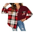 thumbnail image 3 of Femmes Veste à Carreaux Manches Longues Col Rabattu Fermeture Boutonnée Casual Tops Outwear, 3 of 7