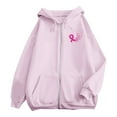 thumbnail image 6 of ZSQDM Women's Hoodies Sweatshirts Summer Hoodies for Women Breast Cancer Awareness Hoodies for Women Ribbon Graphic Full Zip Up Sweatshirt Oversized Fleece Jackets Clothes Polyester (M), 6 of 7