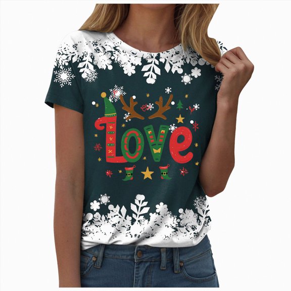 Duqingm Christmas T Shirts Family Christmas 2025 Matching Santa Tee Xmas Pajamas Pjs T-Shirt Dark Green,2XL