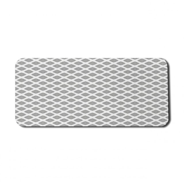 Abstract Computer Mouse Pad, Monochrome Design Hand Drawn Motifs on a Plain Background, Rectangle Non-Slip Rubber Mousepad X-Large, 35" x 15" Gaming Size, Charcoal Grey and White, by Ambesonne