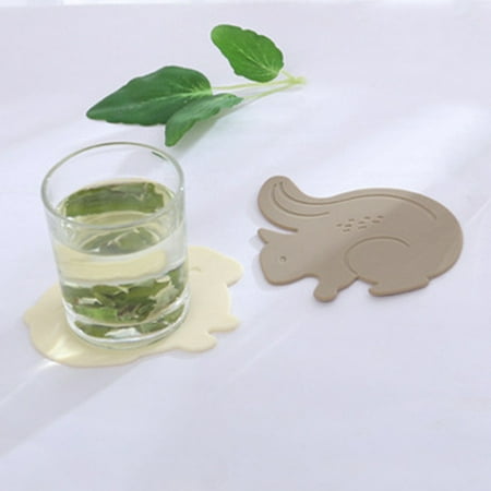 

Ludlz Cup Coaster Simple Appearance Heat Insulation Silicone Creative Squirrel/Rabbit Table Placemat for Home