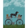 thumbnail image 2 of Fab Funky 15x18 Gold Ornate Wood Framed with Double Matting Museum Art Print Titled - Dachshunds on Bicycle, 2 of 4