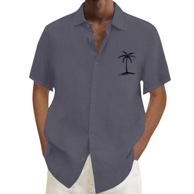 XDZJLR Chemises pour Hommes Décontractées Été Plage Manches Courtes Mode Imprimé Cocotier