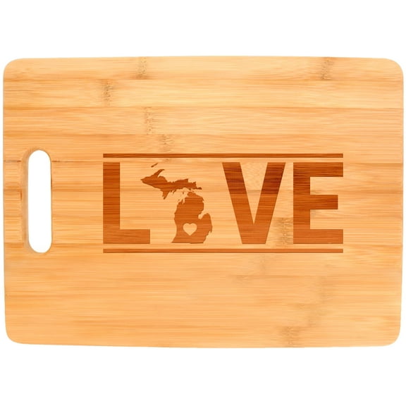 ThisWear Housewarming Gift State of Michigan Pride Couples Wedding Gift Big Rectangle Bamboo Cutting Board