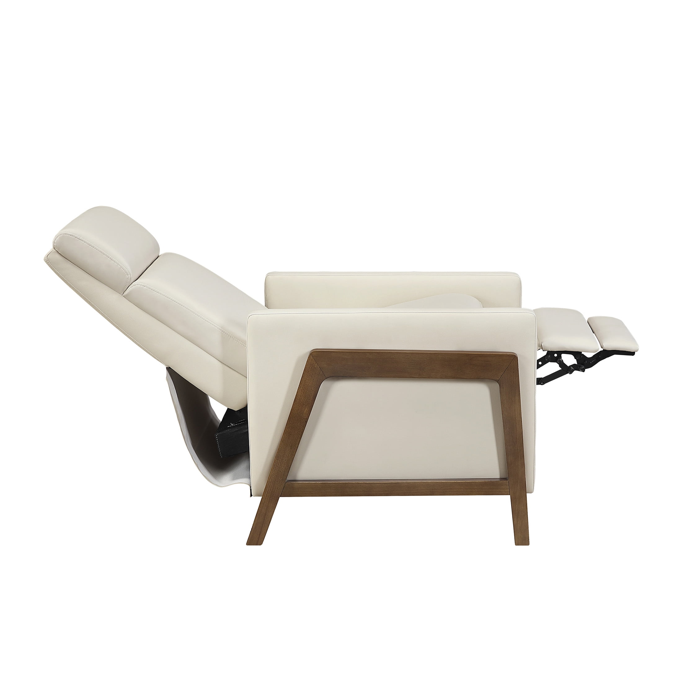 OakvillePark Velora Faux Leather Push Back Manual Reclining Chair, Light Beige