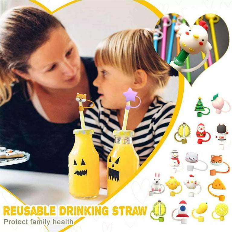  Silicone Animals Straw Cover - 10 Pack Cute Reusable Drinking  Straw Caps Lids Dust-Proof Straw Plugs for Straw Tips for Home Kitchen  Accessories (Animals Straw Cover): Home & Kitchen