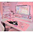 thumbnail image 2 of Pink Mouse Pad,Large Cute Funny Mouse Pad Cute Mouse Pad Anime 31.5 x 11.8 in Computer Desk Mat - 3mm with Non-Slip Rubber Base,Keyboard Mat,Desk matt for Desktop for Gaming, Office, Home, 2 of 6