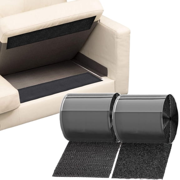 MAE 4.3 Inch*19.7Feet Black Adhesive Hook and Loop Tape Heavy Duty, Non Slip Couch Cushion Grip Mattress Pads Adhesive Strips.