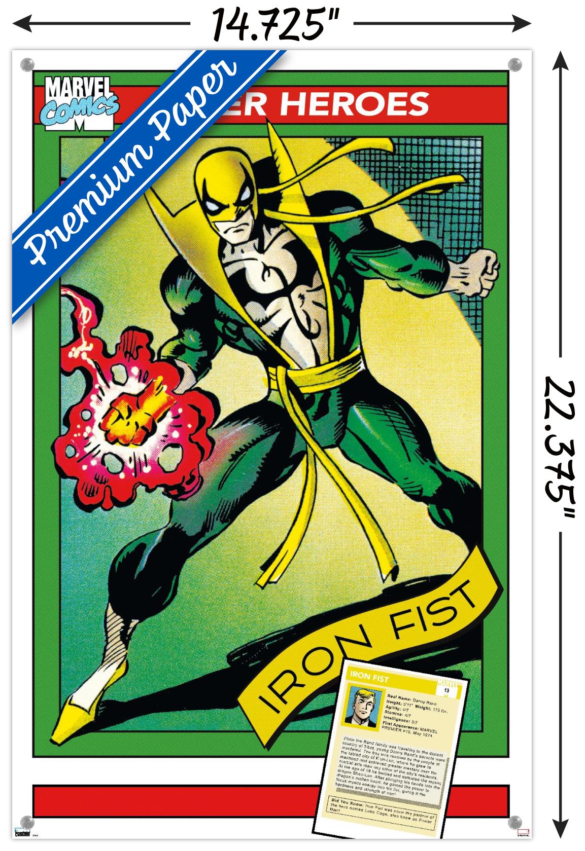 Marvel Trading Cards - Iron Fist Wall Poster with Push Pins, 14.725" x 22.375"