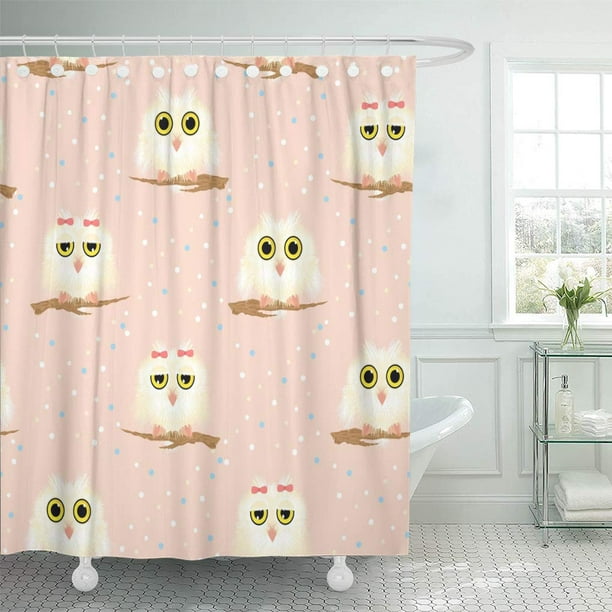Suttom Bird White Owl Yellow Boy And, Boy And Girl Shower Curtain