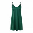 thumbnail image 4 of Aimik Women's Satin Thin Strap Nightgown Summer Dark Green Mini Sleep Dress Silky Smooth Bedroom Lounge Slip Dress, 4 of 5