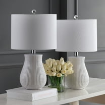 Safavieh Dayton Classic Solid 21 in. H Table Lamp, White, Set of 2