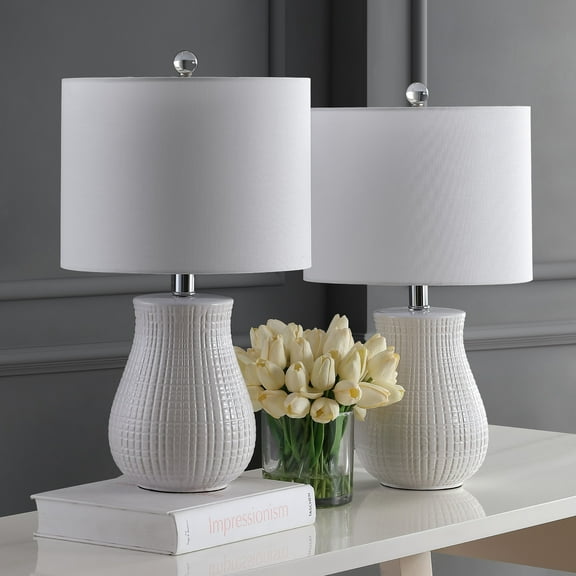 Safavieh Dayton Classic Solid 21 in. H Table Lamp, White, Set of 2