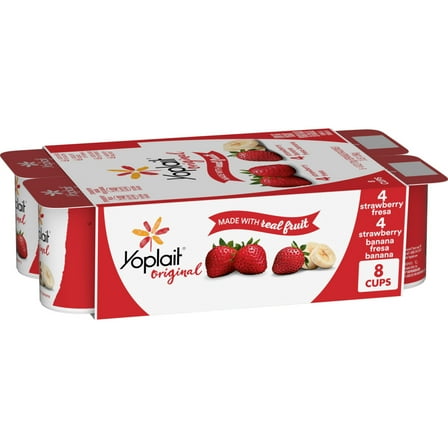 Yoplait Original Low Fat Yogurt Variety Pack, 8 Yogurt Cups, Made with Real Fruit, 48 oz