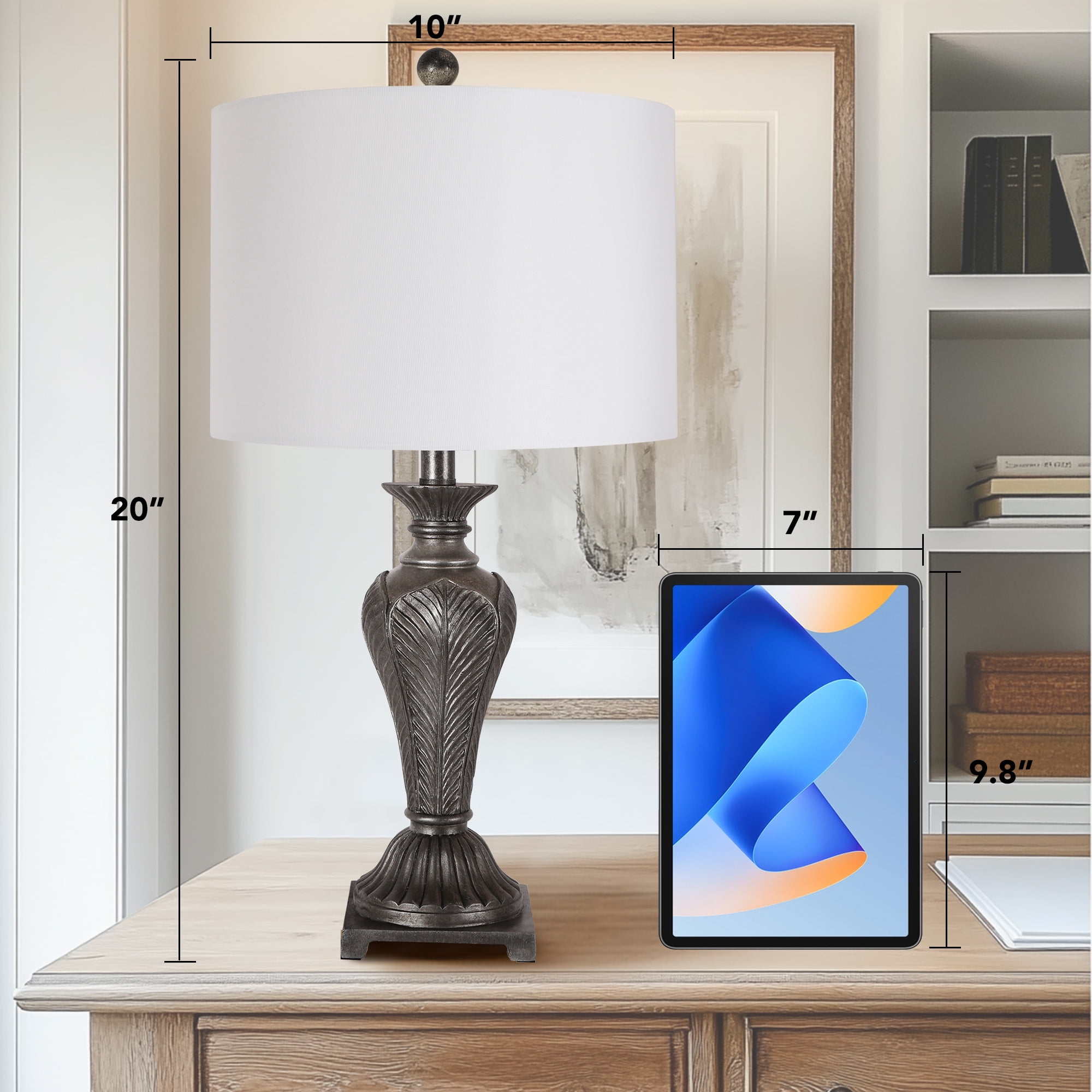 25'' Resin Table Lamp, 1 Pack Living Room Bedroom Lighting Table Lamp for Home Decoration