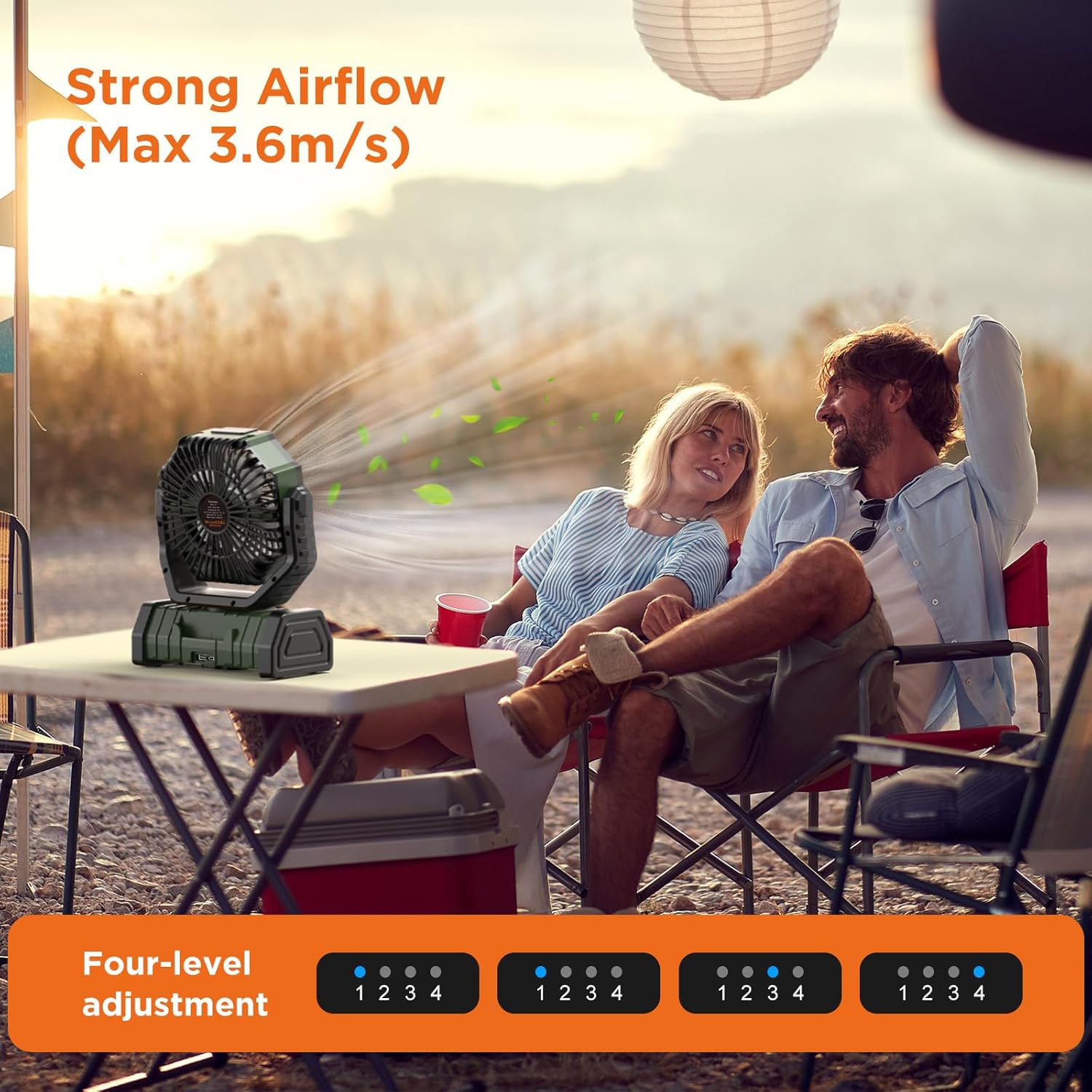 F6 Camping Fan, Portable Battery Powered Fan with 20000mAh Rechargeable Battery, LED Lantern, Remote & Oscillating - 4 Speed for Tent, Travel, Bedroom, Car, Outdoor Camping Essentials