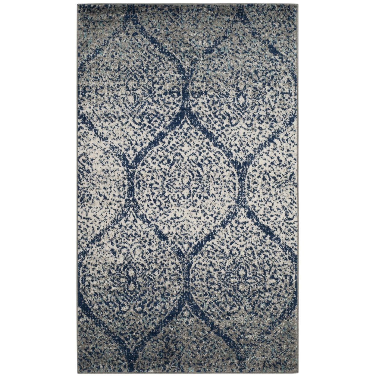 SAFAVIEH Madison Leighton Geometric Area Rug, Navy/Silver, 9' x 12'