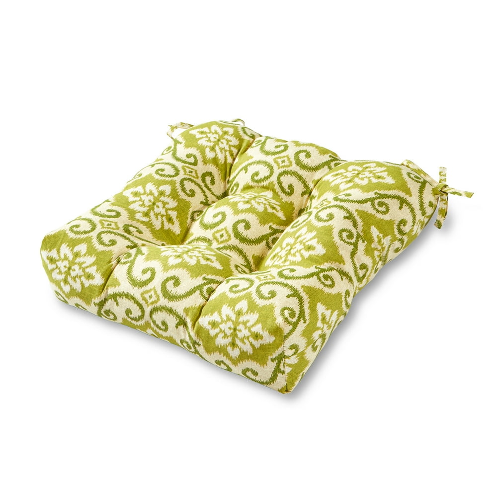 Green Ikat 20 in. Square Plush Outdoor Chair Cushion