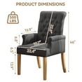 thumbnail image 3 of Fabric Dining Chair with Arms, Upholstered Tufted High Back Dining Room Chairs, Accent Armchair with Solid Wood Leg and Nailhead Trim, for Kitchen Dining Living Room, Dark Grey, 3 of 9