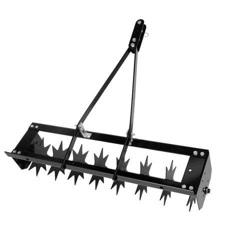 Muweixin 31 Inch Tow-Behind Lawn Aerator, Heavy Duty Steel Spike Aerator with Star Tines, 90 LBS Capacity Lawn Aerator Attachment for ATV/Lawn Mower, Ideal for Garden & Yard Lawn Care