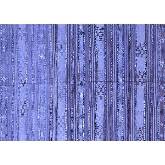 Ahgly Company Machine Washable Indoor Rectangle Southwestern Blue Country Area Rugs, 5' x 7'