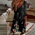 thumbnail image 2 of Vestido de jersey con cuello en V y manga larga estampado a la moda para mujer Pompotops  hdfakjf8370, 2 of 5
