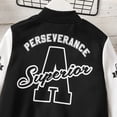 thumbnail image 4 of PatPat Kids Boys Girls Bomber Jackets Fall Buttons Front Letters Embroidery Long-sleeve Sweatshirts Sizes 5-12, 4 of 6