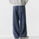 thumbnail image 4 of Pantalones largos para hombre, de ocio, de color liso, con botones, cintura elástica y cordón ajustable, de poliéster., 4 of 7