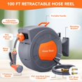 thumbnail image 3 of Yeshouse Wall Mounted, Water Hose Reels for Outside with 9 Function Sprayer Nozzle, Automatic Rewind, 180° Swivel Bracket & Any Length Lock, 3 of 9