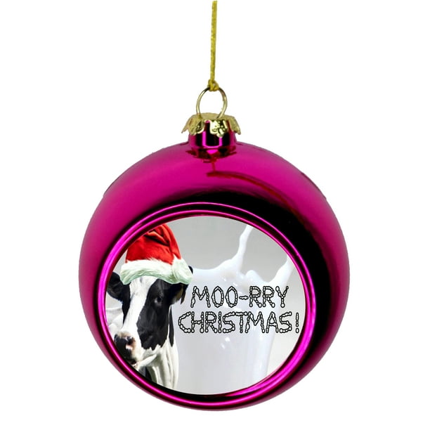 Ornaments Funny Cow In A Santa Claus Hat Moory Christmas Bauble Christmas Ornaments Pink Bauble Tree Xmas Balls Walmart Com Walmart Com