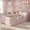 Pink+2 doors, variant on Mirightone Soft Teddy Upholstered Twin Bed Frame with Removable Side Rails, Low Profile Montessori Floor Beds with Rabbit Cushion, White