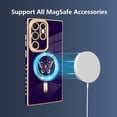 thumbnail image 5 of for Samsung Galaxy S23 Ultra Case [Support for Magsafe] Butterfly Pattern Magnetic Plating Screen Protector Luxury Elegant Case Camera Protector Shockproof Protective Corner Cover -Purple, 5 of 12