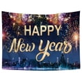 thumbnail image 1 of Happy New Year Party Backdrop Fabric Sign Poster Banner with Pattern Firework for New Year Party Decoration Photo Props Background Supplies, 1 of 5