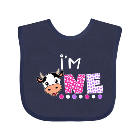 

Inktastic I m 1 Cute Cow and Polka Dots Gift Baby Boy or Baby Girl Bib