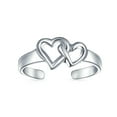 thumbnail image 3 of Personalized Romantic Midi Mid Finger Double Open Interlocking Hearts Toe Ring for Women Teen Polished .925 Silver Sterling Adjustable Customizable, 3 of 6