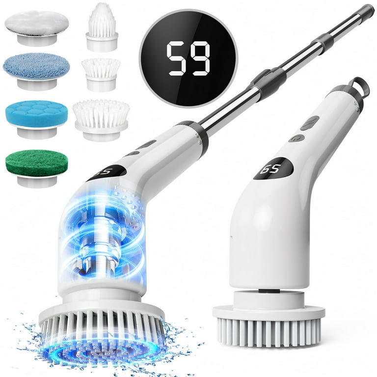 Barumi SpinBright Pro Scrubber Elettrico Rotativo Wireless – 8 Testine, 3 Velocità, Manico Estensibile - 2