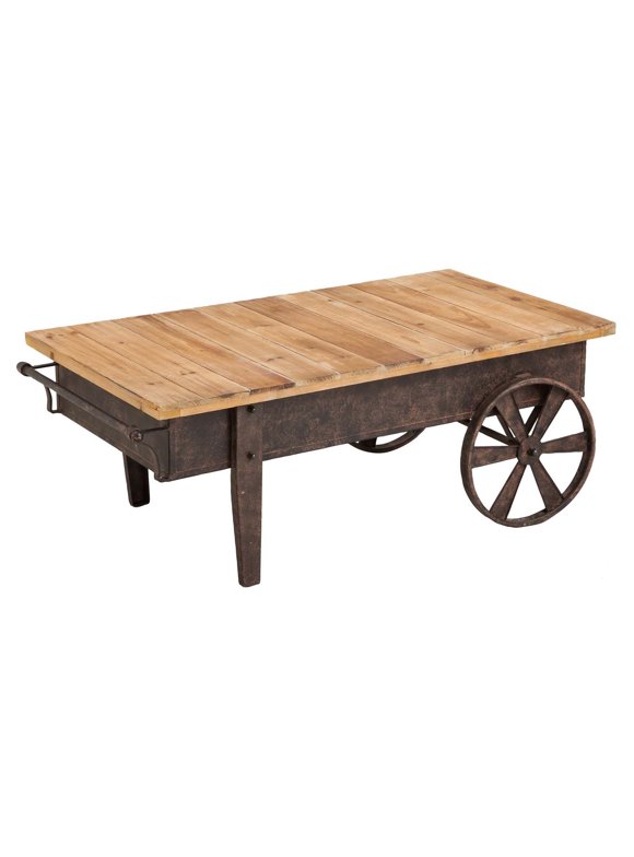 Evergreen Enterprises Vintage Wood Plank and Metal Cart