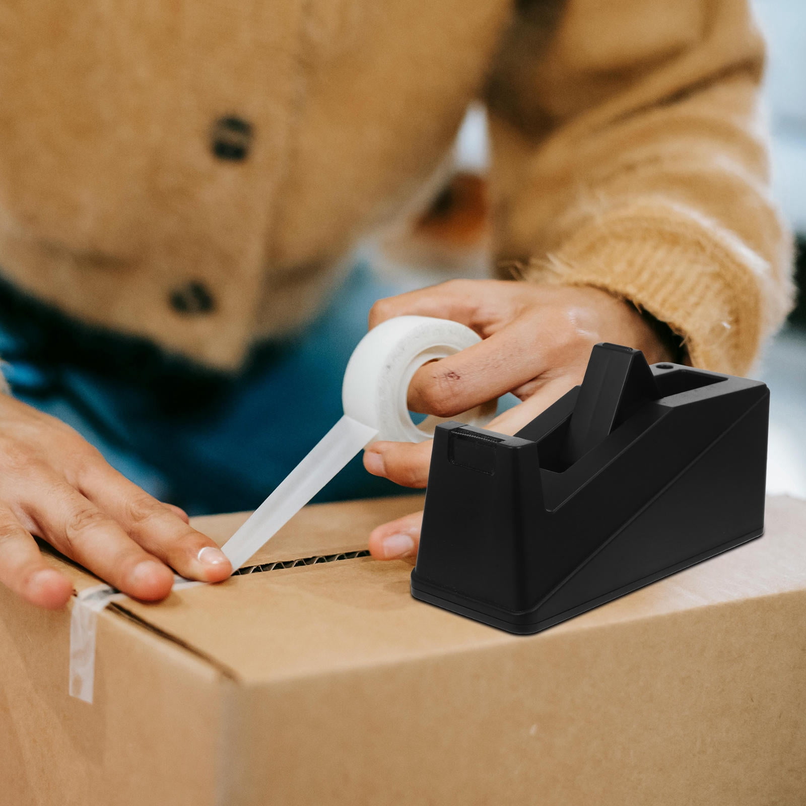 MLINS  Tape Dispenser Desk Freezer for Paper Bento Double Sided Heavy Duty Office Black