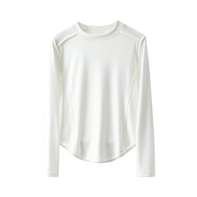 Chemise Thermique Doublée en Polaire pour Femmes Col Rond Manches Longues Couche de Base Chaude d'Hiver Confort Extensible sous-Vêtement Doux Isolant