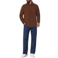 thumbnail image 2 of INSPIRE CHIC Men's 100% Cotton Dress Shirt Long Sleeve Solid Casual Button Down Shirts M Brown, 2 of 6