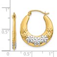 thumbnail image 2 of 14k Yellow Gold Flowers Hoop Earrings Flower Gardening, 2 of 6